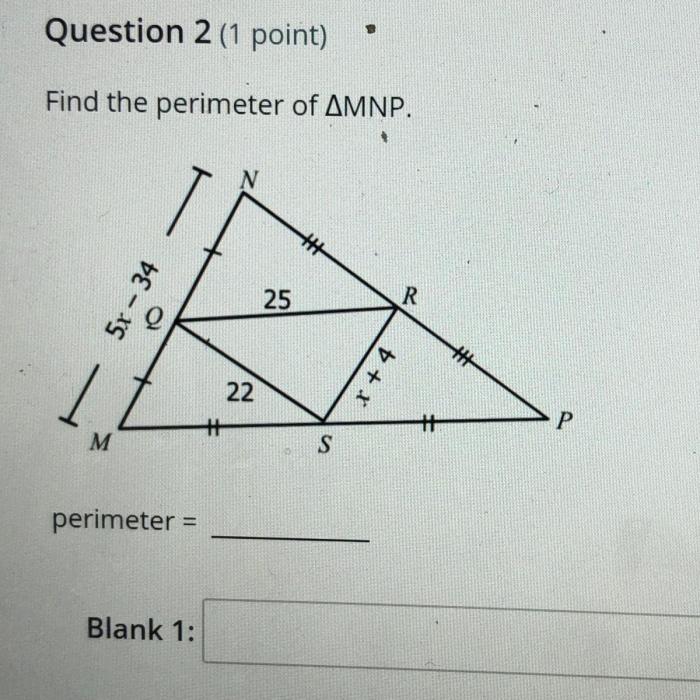 Find the perimeter of mnp