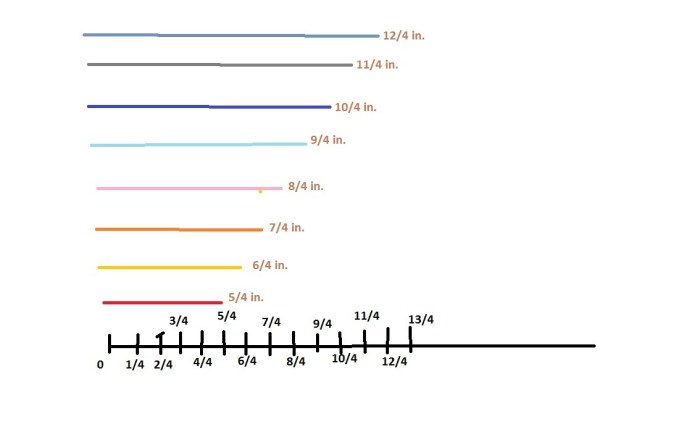 Draw 8 lines that are between 1 inch