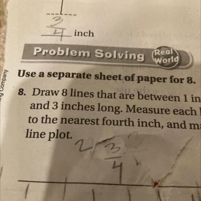 Draw 8 lines that are between 1 inch