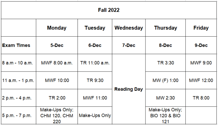 Fl poly final exam schedule