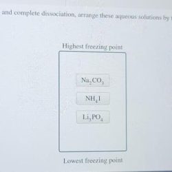 Concentrations equal assuming dissociation solved arrange freezing aqueous problem