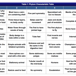 Table 19.1 summary table of animal characteristics